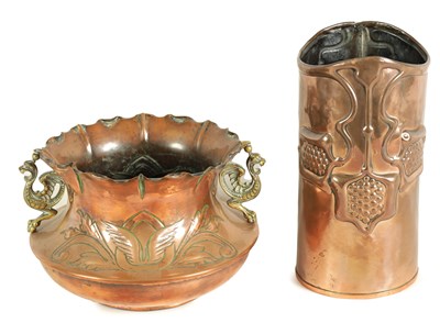 Lot 562 - TWO ARTS AND CRAFTS COPPER JARDINIÈRES