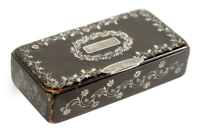 Lot 597 - AN 18TH CENTURY TORTOISESHELL AND SILVER PIQUEWORK SNUFF BOX