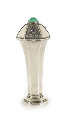 Lot 248 - A LATE 19TH CENTURY CONTINENTAL ARTS AND CRAFTS DESIGN JEWELLED SILVER SEAL