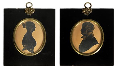 Lot 701 - A PAIR OF 19TH CENTURY OVAL SILHOUETTES ON CARD