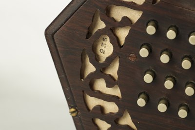 Lot 640 - A LATE 19TH CENTURY NICKEL BUTTONED CONCERTINA PROBABLY BY WHEATSTONE, No. 236
