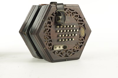 Lot 640 - A LATE 19TH CENTURY NICKEL BUTTONED CONCERTINA PROBABLY BY WHEATSTONE, No. 236