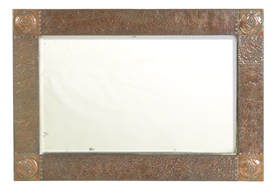 Lot 578 - A LARGE ARTS AND CRAFTS COPPER HANGING MIRROR