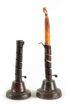 Lot 544 - TWO 18TH CENTURY SPIRAL CANDLESTICKS