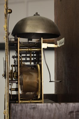 Lot 751 - EDWARD BULLOCK, ELLESMERE. A RARE EARLY 18TH CENTURY OAK CASED ‘PENNY MOON’ LONGCASE CLOCK