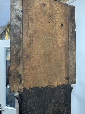Lot 751 - EDWARD BULLOCK, ELLESMERE. A RARE EARLY 18TH CENTURY OAK CASED ‘PENNY MOON’ LONGCASE CLOCK
