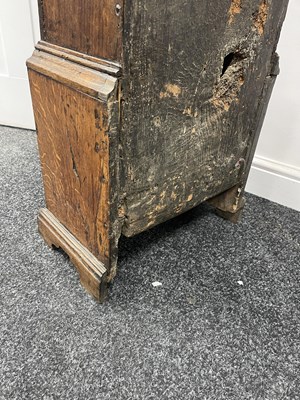 Lot 751 - EDWARD BULLOCK, ELLESMERE. A RARE EARLY 18TH CENTURY OAK CASED ‘PENNY MOON’ LONGCASE CLOCK