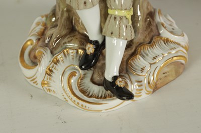 Lot 68 - A PAIR OF MID/LATE 19TH CENTURY MEISSEN FIGURAL TWO-BRANCH CANDELABRA