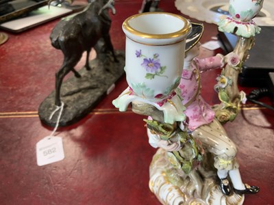 Lot 68 - A PAIR OF MID/LATE 19TH CENTURY MEISSEN FIGURAL TWO-BRANCH CANDELABRA