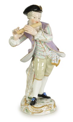 Lot 62 - A LATE 19TH CENTURY MEISSEN FIGURE OF A FLAUTIST