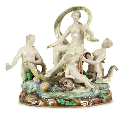 Lot 47 - A 19TH CENTURY LARGE MEISSEN NAUTILUS FIGURE OF VENUS