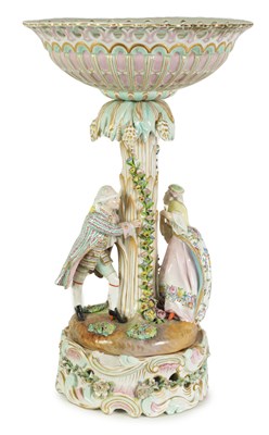 Lot 108 - A LARGE 19TH CENTURY DRESDEN TABLE CENTREPIECE IN THE MEISSEN STYLE