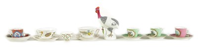 Lot 87 - THREE 19TH CENTURY SEVRES STYLE MINIATURE CUPS AND SAUCERS