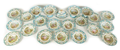 Lot 69 - A 19TH CENTURY CONTINENTAL SEVRES PATTERN TWENTY-THREE PIECE DESSERT SERVICE