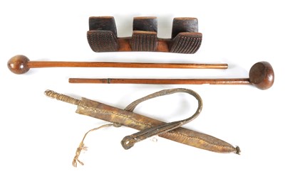 Lot 169 - A 19TH CENTURY AFRICAN HARD-WOOD HEADREST