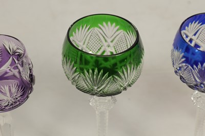 Lot 27 - AN 8 PIECE PART SUITE OF BOHEMIAN COLOURED TABLE GLASSWARE