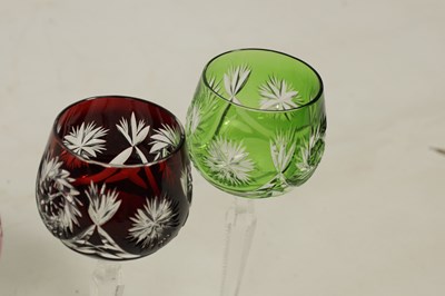 Lot 27 - AN 8 PIECE PART SUITE OF BOHEMIAN COLOURED TABLE GLASSWARE