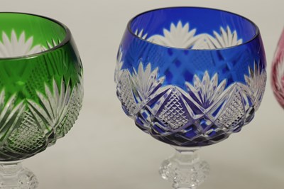 Lot 27 - AN 8 PIECE PART SUITE OF BOHEMIAN COLOURED TABLE GLASSWARE