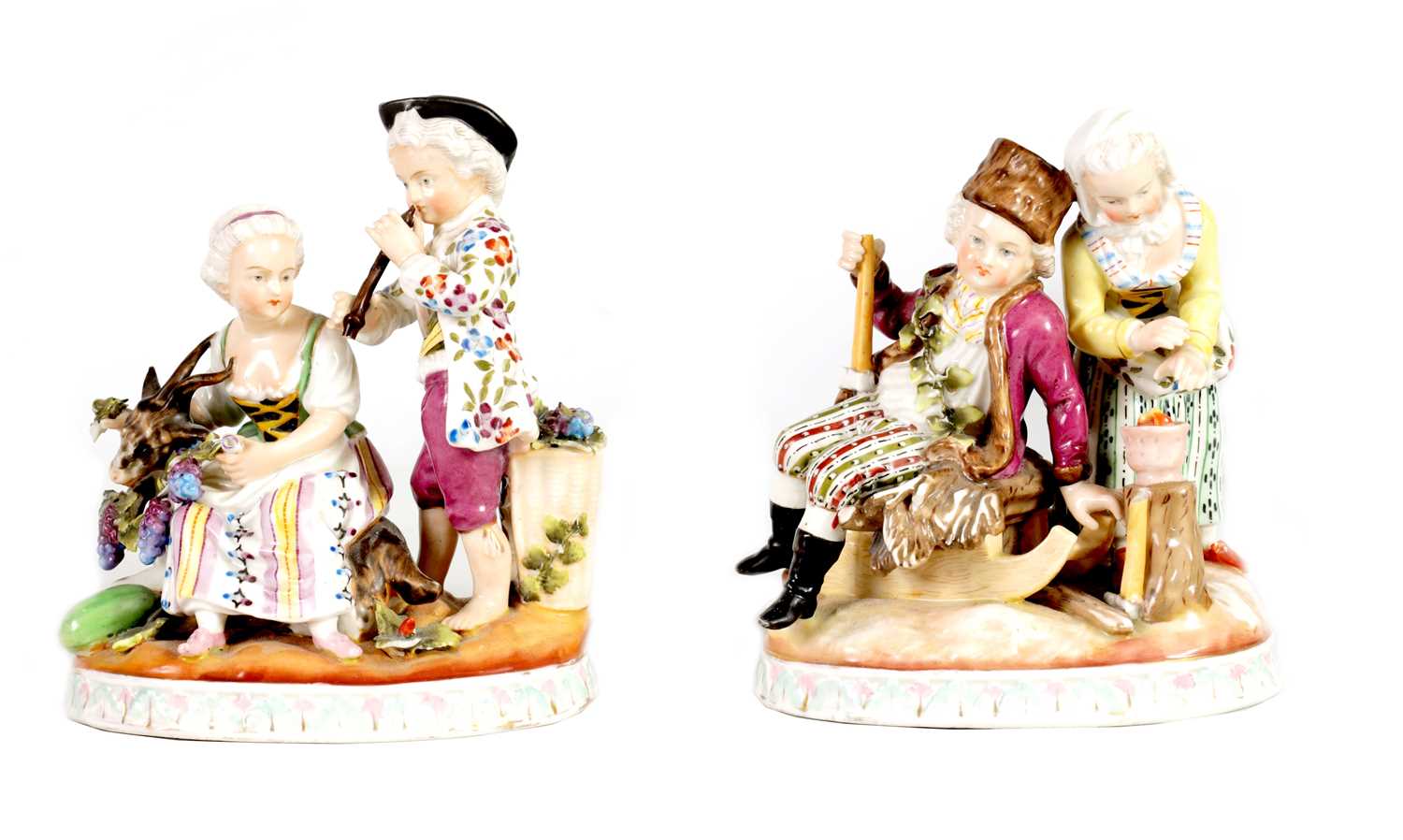 Lot 83 - A PAIR OF LATE 19TH CENTURY SITZENDORF FIGURE GROUPS