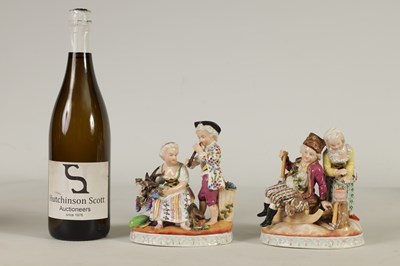 Lot 83 - A PAIR OF LATE 19TH CENTURY SITZENDORF FIGURE GROUPS