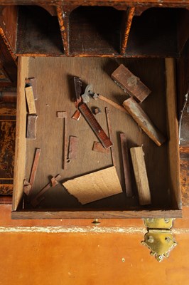 Lot 1020 - A RARE GEORGE I KINGWOOD CROSS-BANDED AND GEOMETRICALLY INLAID MULBERRY VENEERED BUREAU BOOKCASE IN THE MANNER OF COXED AND WOSTER