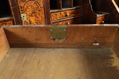 Lot 1020 - A RARE GEORGE I KINGWOOD CROSS-BANDED AND GEOMETRICALLY INLAID MULBERRY VENEERED BUREAU BOOKCASE IN THE MANNER OF COXED AND WOSTER