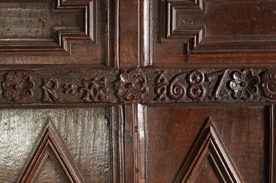 Lot 1245 - A RARE 17TH CENTURY AND LATER JOINED OAK WESTMORELAND DOUBLE FOUR-POSTER BED