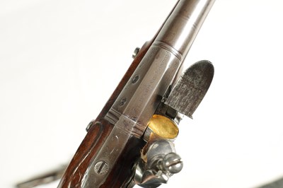 Lot 500 - A PAIR OF 18TH CENTURY SILVER-MOUNTED ENGLISH FLINTLOCK PISTOLS BY BARBAR, LONDON.