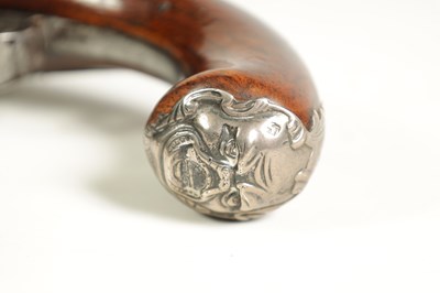 Lot 500 - A PAIR OF 18TH CENTURY SILVER-MOUNTED ENGLISH FLINTLOCK PISTOLS BY BARBAR, LONDON.