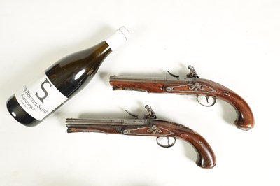 Lot 500 - A PAIR OF 18TH CENTURY SILVER-MOUNTED ENGLISH FLINTLOCK PISTOLS BY BARBAR, LONDON.