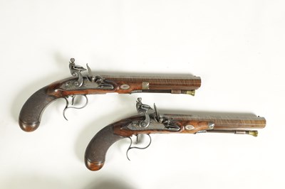 Lot 504 - A GOOD PAIR OF EARLY 19TH CENTURY FLINTLOCK DUELLING PISTOLS BY THEOPHILUS RICHARDS