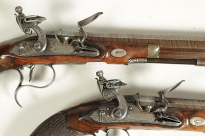 Lot 504 - A GOOD PAIR OF EARLY 19TH CENTURY FLINTLOCK DUELLING PISTOLS BY THEOPHILUS RICHARDS