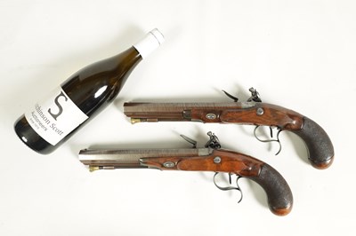 Lot 504 - A GOOD PAIR OF EARLY 19TH CENTURY FLINTLOCK DUELLING PISTOLS BY THEOPHILUS RICHARDS