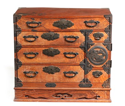 Lot 163 - A 19TH CENTURY CHINESE CHICKEN WING WOOD COLLECTOR'S CABINET