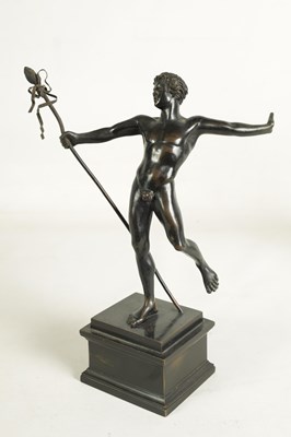 Lot 604 - A 19TH CENTURY BRONZE FIGURE OF A PRANCING MALE NUDE