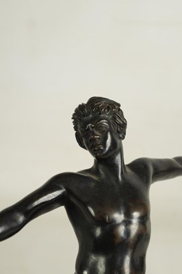 Lot 604 - A 19TH CENTURY BRONZE FIGURE OF A PRANCING MALE NUDE