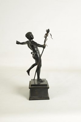 Lot 604 - A 19TH CENTURY BRONZE FIGURE OF A PRANCING MALE NUDE
