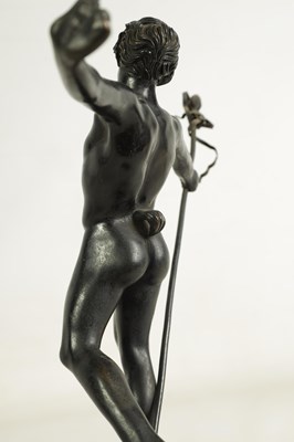 Lot 604 - A 19TH CENTURY BRONZE FIGURE OF A PRANCING MALE NUDE