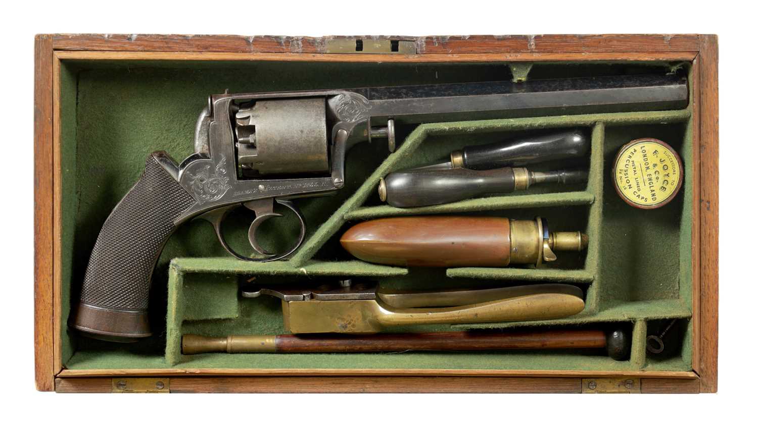Lot 487 - A CASED 38-BORE DEANE, ADAMS & DEANE FIVE-SHOT SELF-COCKING REVOLVER