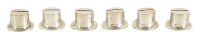 Lot 478 - A SET OF SIX EARLY 19TH CENTURY SILVER TOP HAT MENU HOLDERS