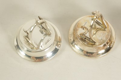 Lot 331 - A CASED SET OF FOUR SILVER WISH BONE MENU HOLDERS