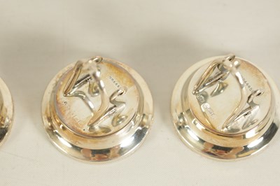 Lot 331 - A CASED SET OF FOUR SILVER WISH BONE MENU HOLDERS