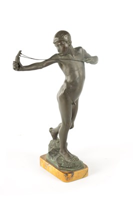 Lot 469 - SIR WILLIAM REID DICK (1879 - 1961) AN EARLY 20TH CENTURY BRONZE FGURE  “SLING SHOT BOY”