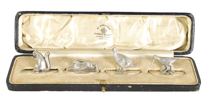 Lot 415 - A CASED SET OF FOUR SILVER ANIMALIER MENU HOLDERS