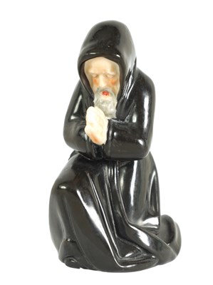 Lot 26 - FRIAR, KNEELING MONK. A ROYAL WORCESTER PORCELAIN CANDLE EXTINGUISHER