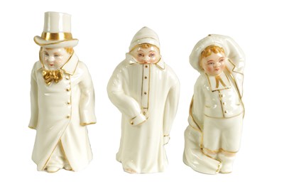 Lot 27 - TODDIE, BUDGE AND BOY REMOVING COAT. A GROUP OF ROYAL WORCESTER PORCELAIN CANDLE EXTINGUISHER’S