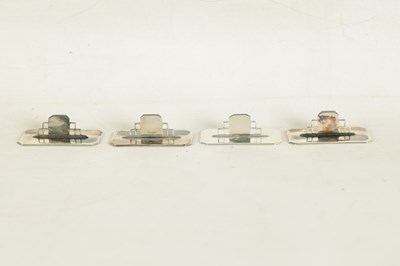Lot 402 - A CASED SET OF FOUR ASPREY ART DECO SILVER MENU HOLDERS