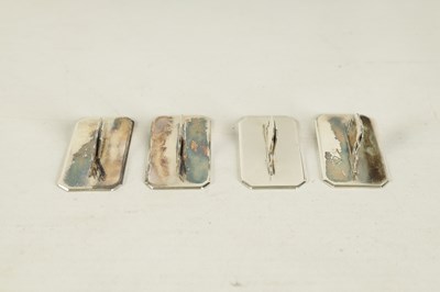 Lot 402 - A CASED SET OF FOUR ASPREY ART DECO SILVER MENU HOLDERS