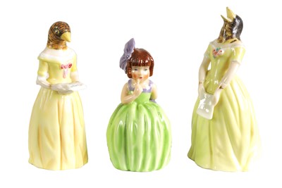 Lot 34 - HUSH, CONFIDENCE AND DIFFIDENCE. THREE ROYAL WORCESTER CANDLE EXTINGUISHERS