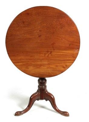 Lot 1211 - A GEORGE III TILT-TOP TABLE MADE OF UNUSUAL TIMBER-POSSIBLY TEAK